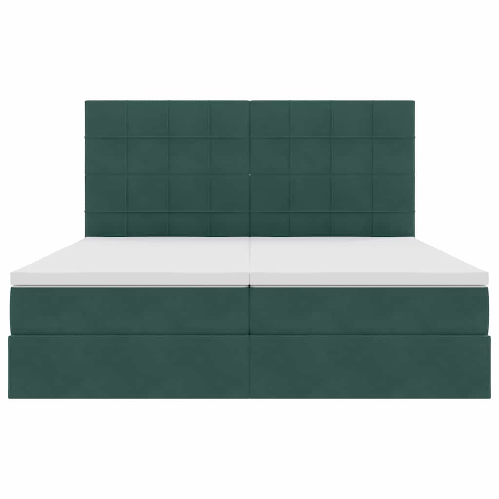 Krevet s od storage s madracem Tamnozelena 200 x 200 cm Baršun