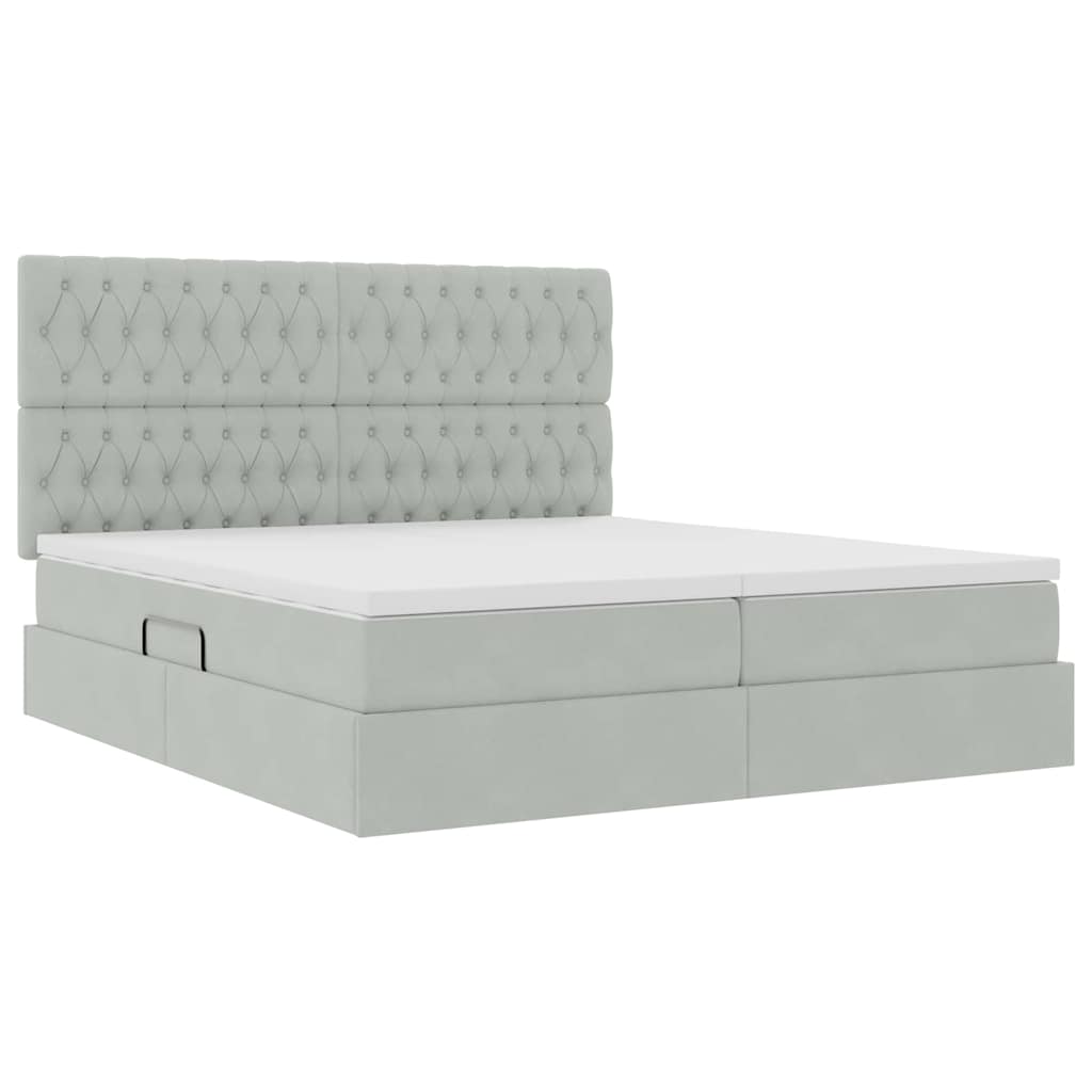 Krevet s od storage Svijetlo siva 180 x 200 cm Baršun