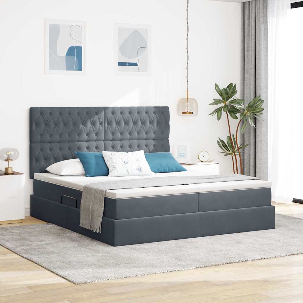 Krevet s od storage s madracem Tamno siva 180 x 200 cm Baršun