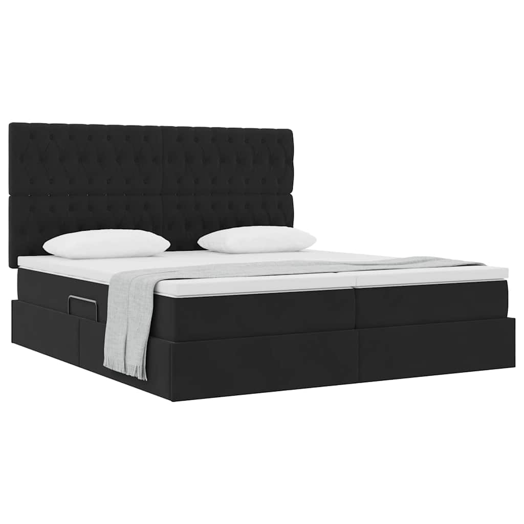 Krevet s od storage s madracem Crna 180 x 200 cm Baršun