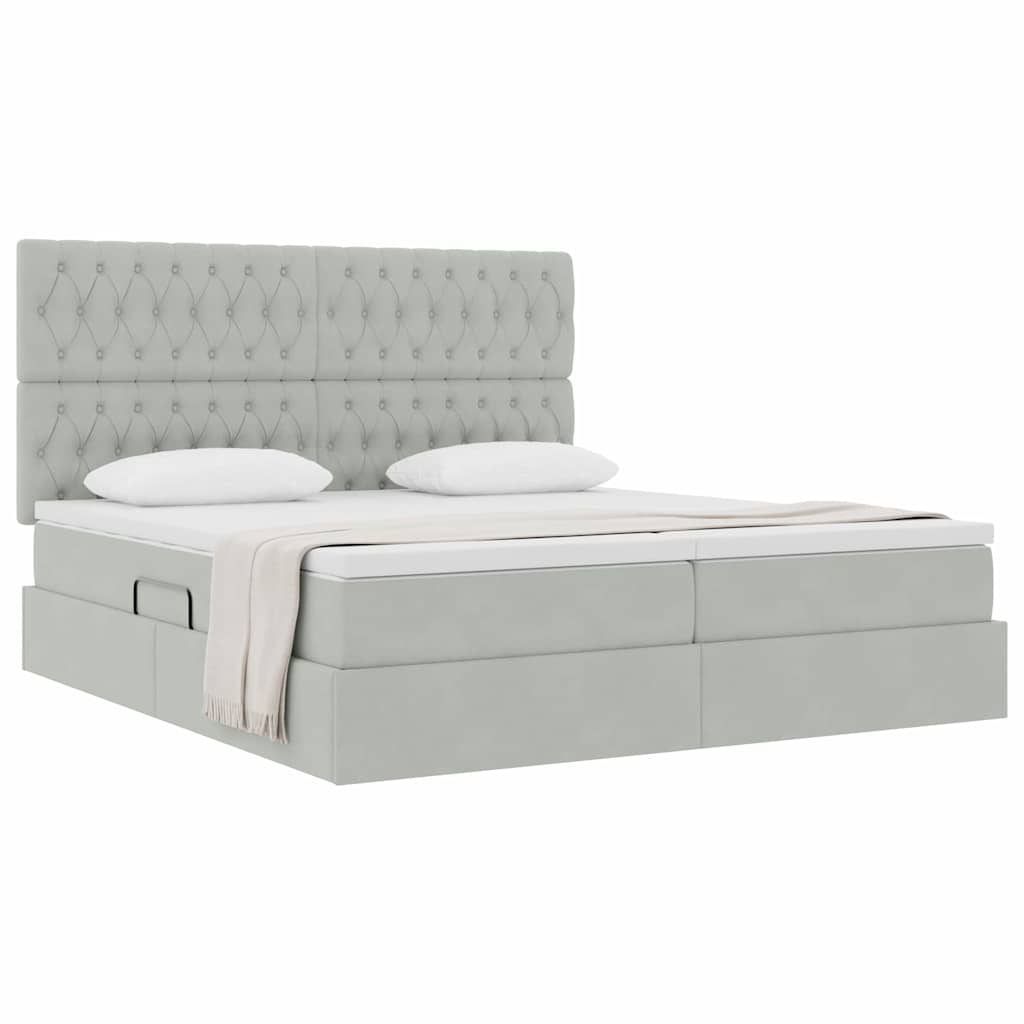 Krevet s od storage Svijetlo siva 200 x 200 cm Baršun