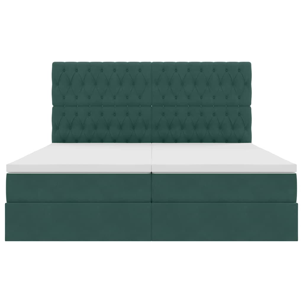 Krevet s od storage s madracem Tamnozelena 200 x 200 cm Baršun