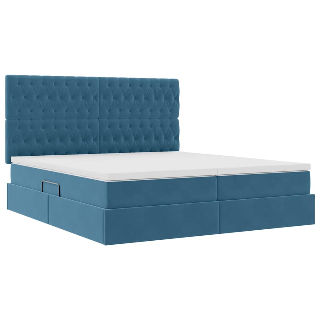 Krevet s od storage s madracem Tamno plava 200 x 200 cm Baršun