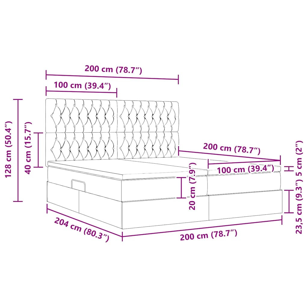 Krevet s od storage s madracem Ružičasta 200 x 200 cm Baršun