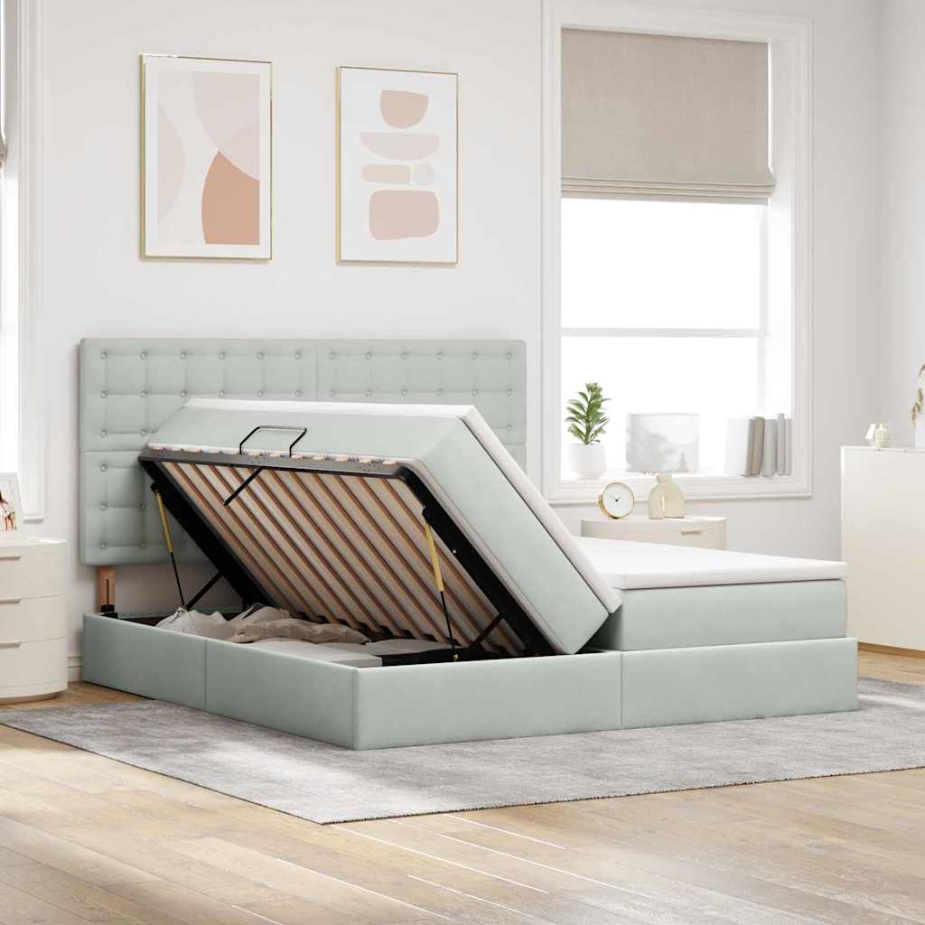 Krevet s od storage Svijetlo siva 180 x 200 cm Baršun