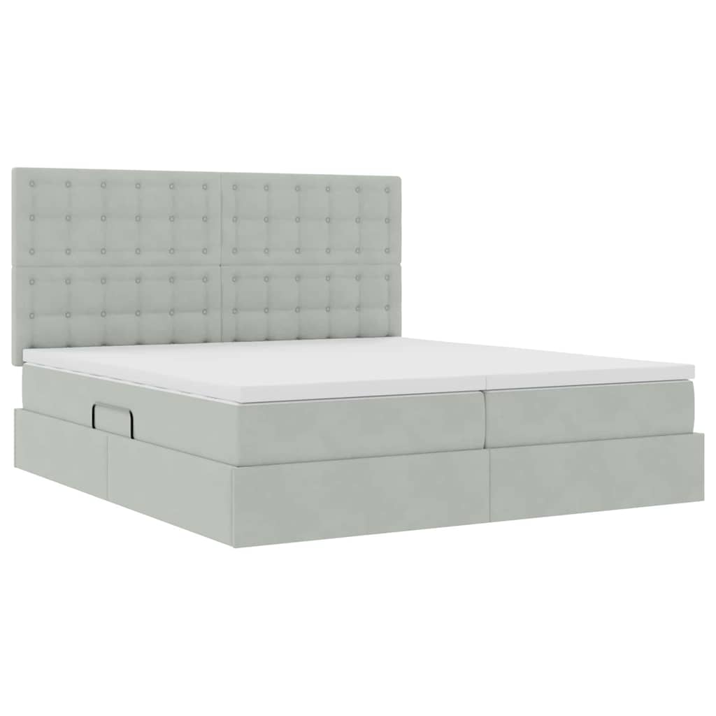 Krevet s od storage Svijetlo siva 180 x 200 cm Baršun
