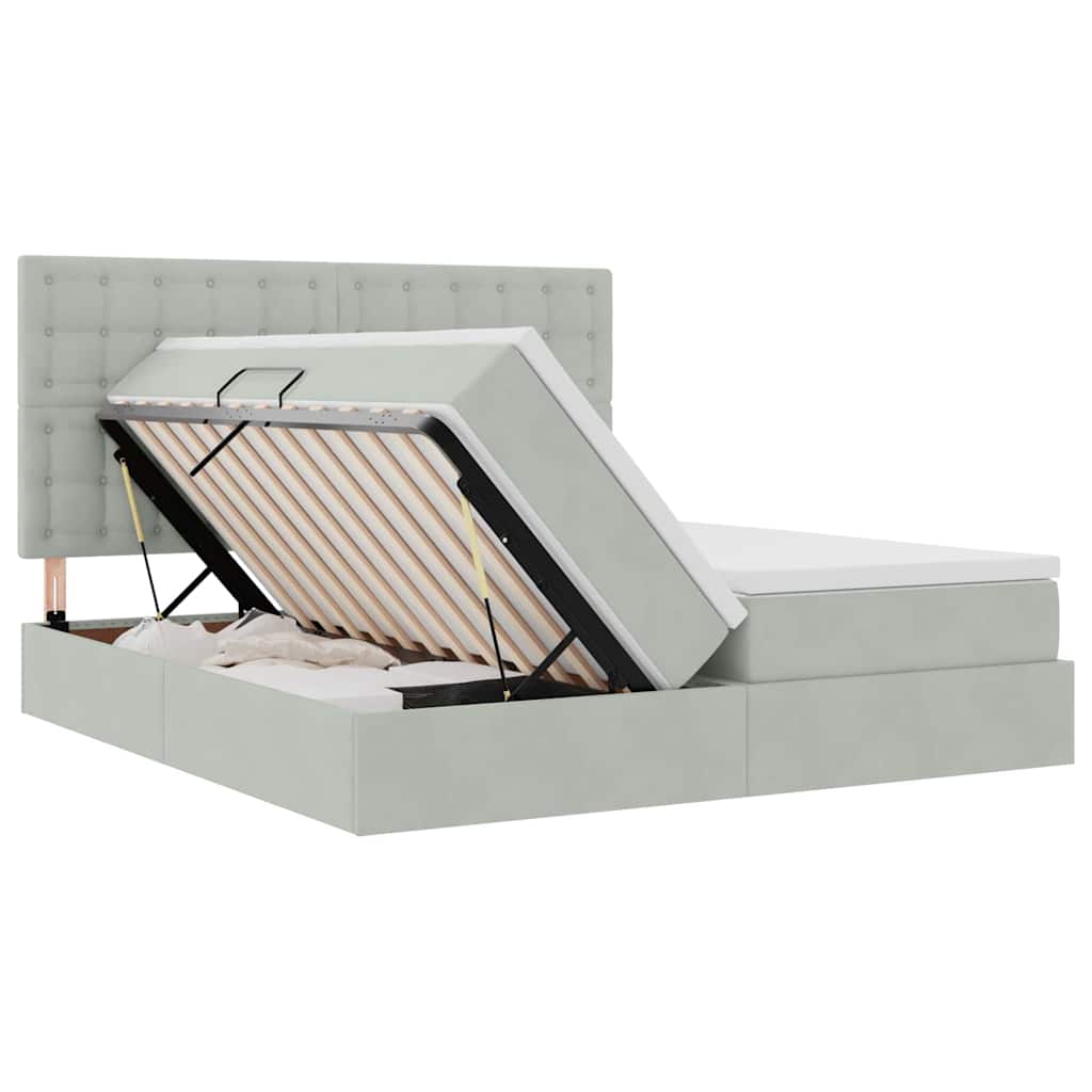 Krevet s od storage Svijetlo siva 180 x 200 cm Baršun