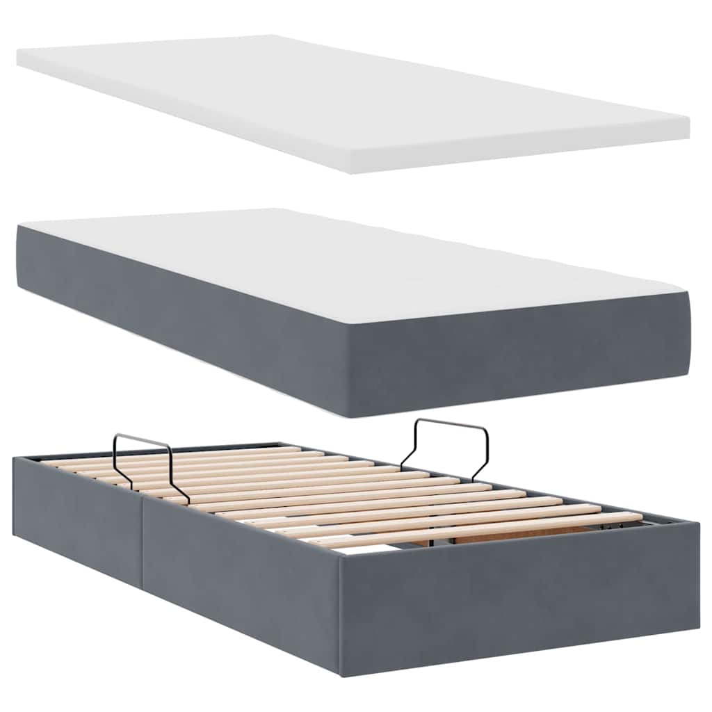 Krevet s od storage s madracem Tamno siva 180 x 200 cm Baršun