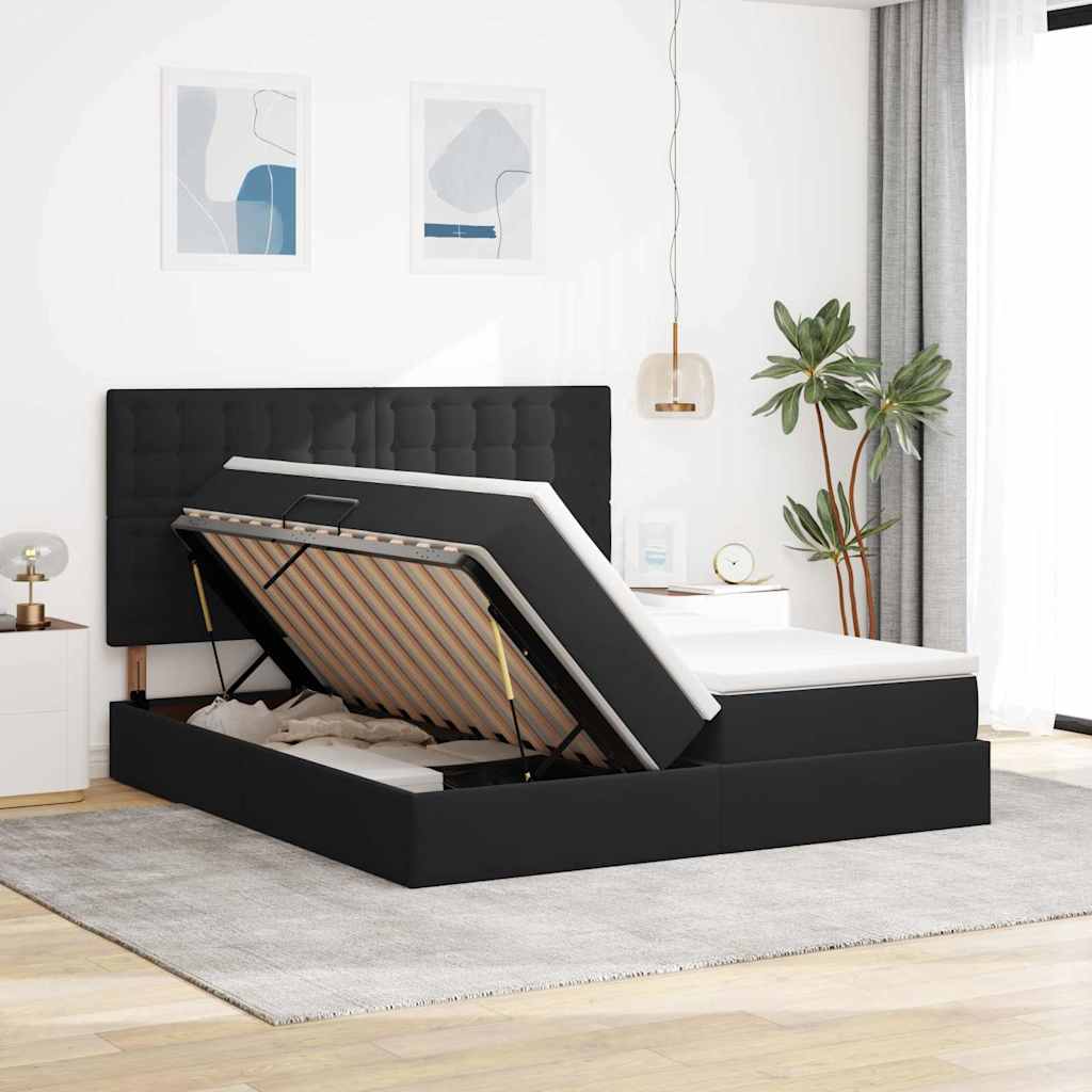 Krevet s od storage s madracem Crna 180 x 200 cm Baršun