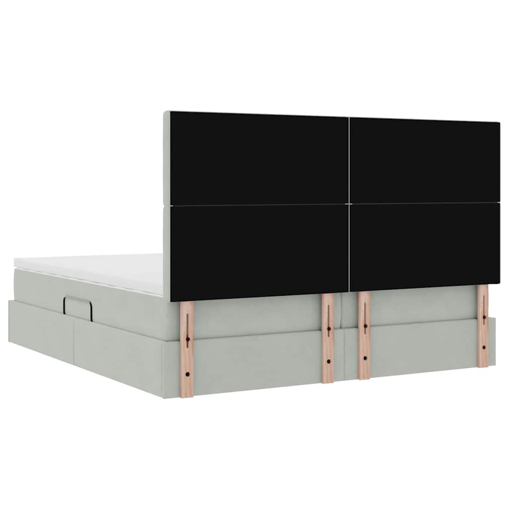 Krevet s od storage Svijetlo siva 200 x 200 cm Baršun