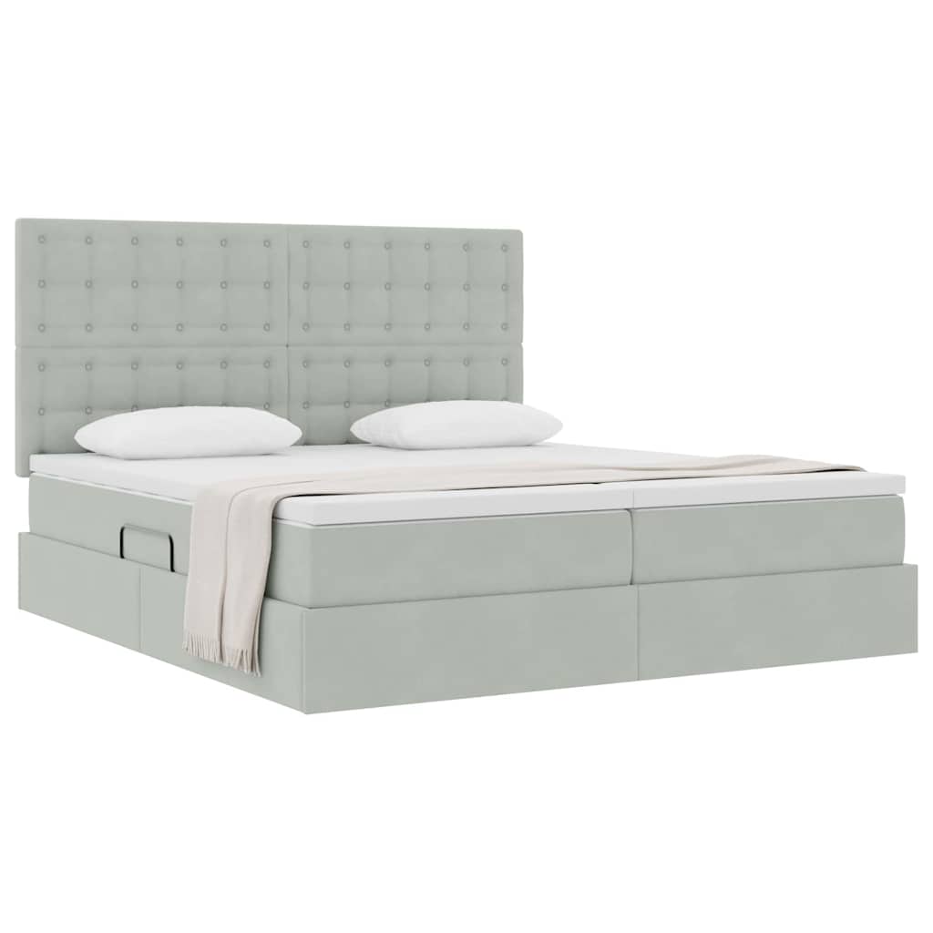 Krevet s od storage Svijetlo siva 200 x 200 cm Baršun