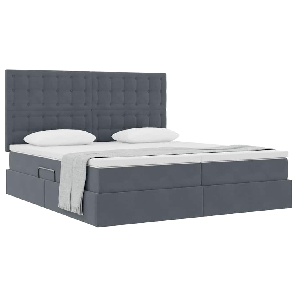Krevet s od storage s madracem Tamno siva 200 x 200 cm Baršun
