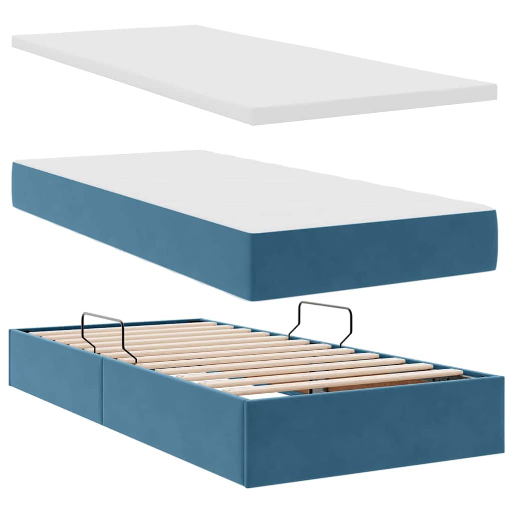 Krevet s od storage s madracem Tamno plava 200 x 200 cm Baršun