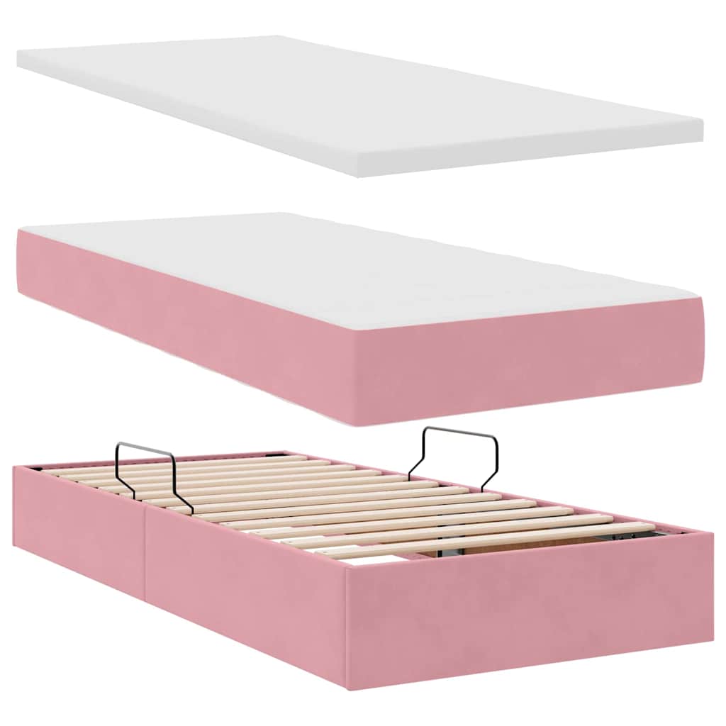 Krevet s od storage s madracem Ružičasta 200 x 200 cm Baršun