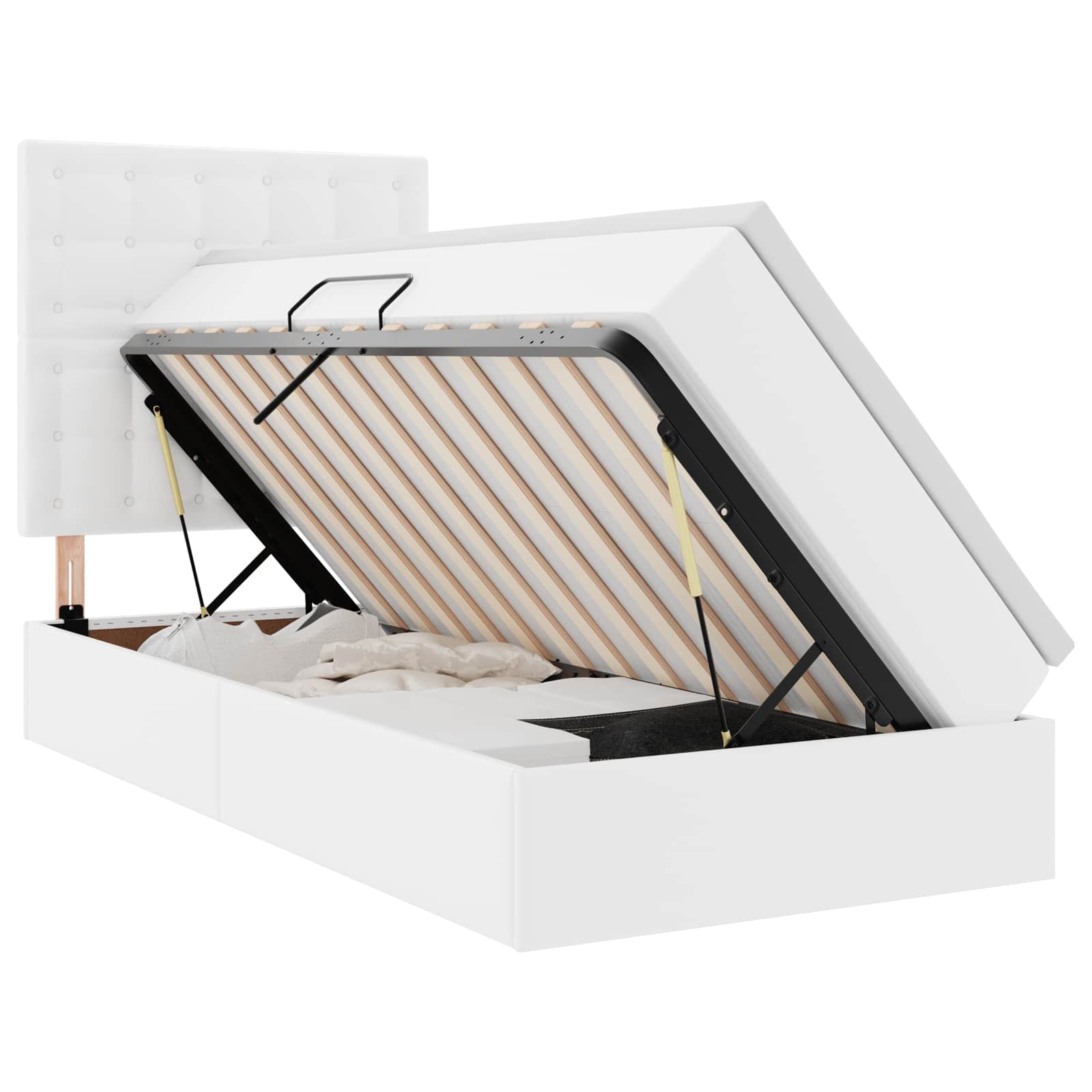 Krevet s prostorom za pohranu s LED-om Čista bijela 90 x 190 cm