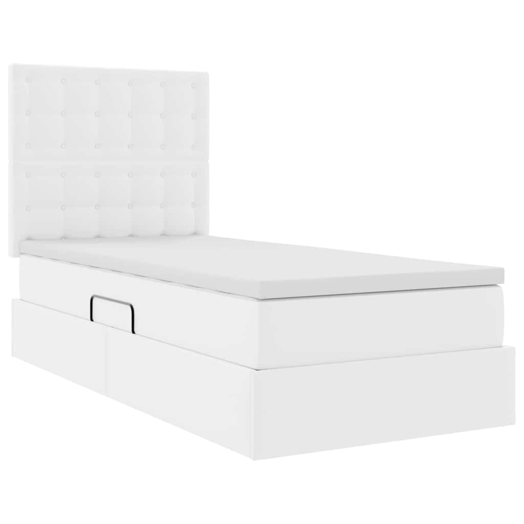 Krevet s prostorom za pohranu s LED-om Čista bijela 90 x 190 cm