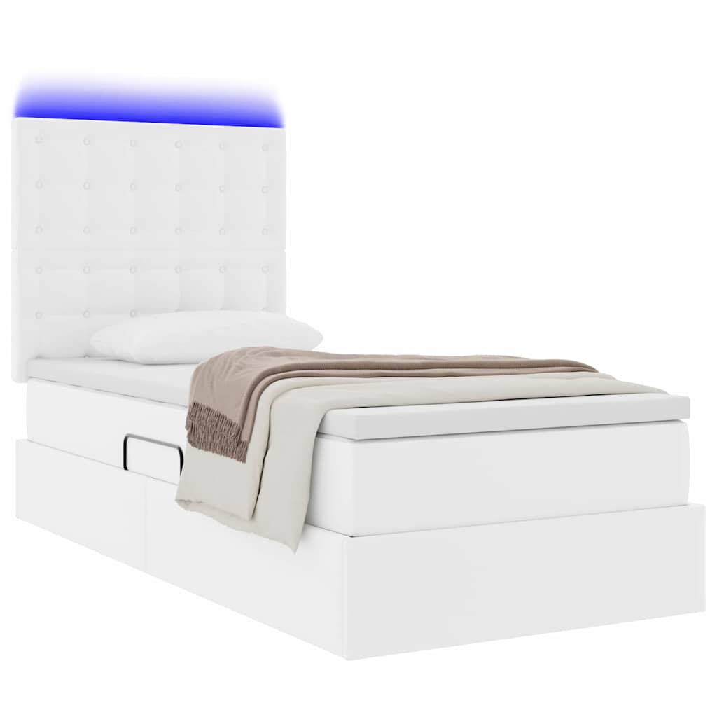Krevet s prostorom za pohranu s LED-om Čista bijela 90 x 190 cm