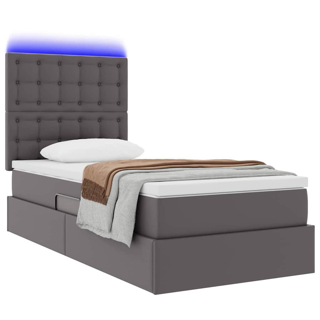 Krevet s prostorom za pohranu s LED-om Siva 90 x 190 cm