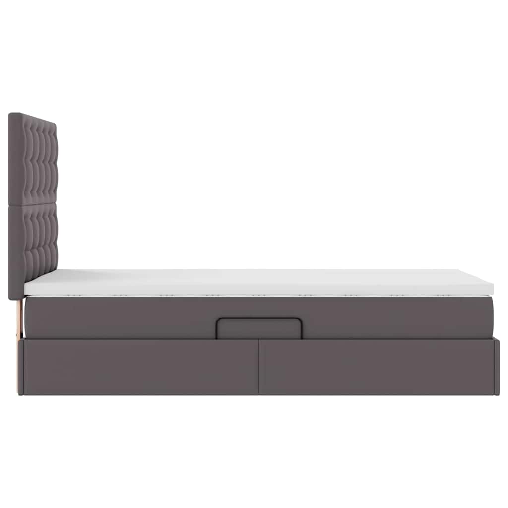 Krevet s prostorom za pohranu s LED-om Siva 90 x 190 cm
