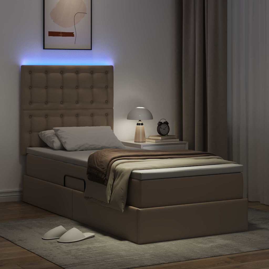 Krevet s prostorom za pohranu s LED-om Kapućino 90 x 200 cm