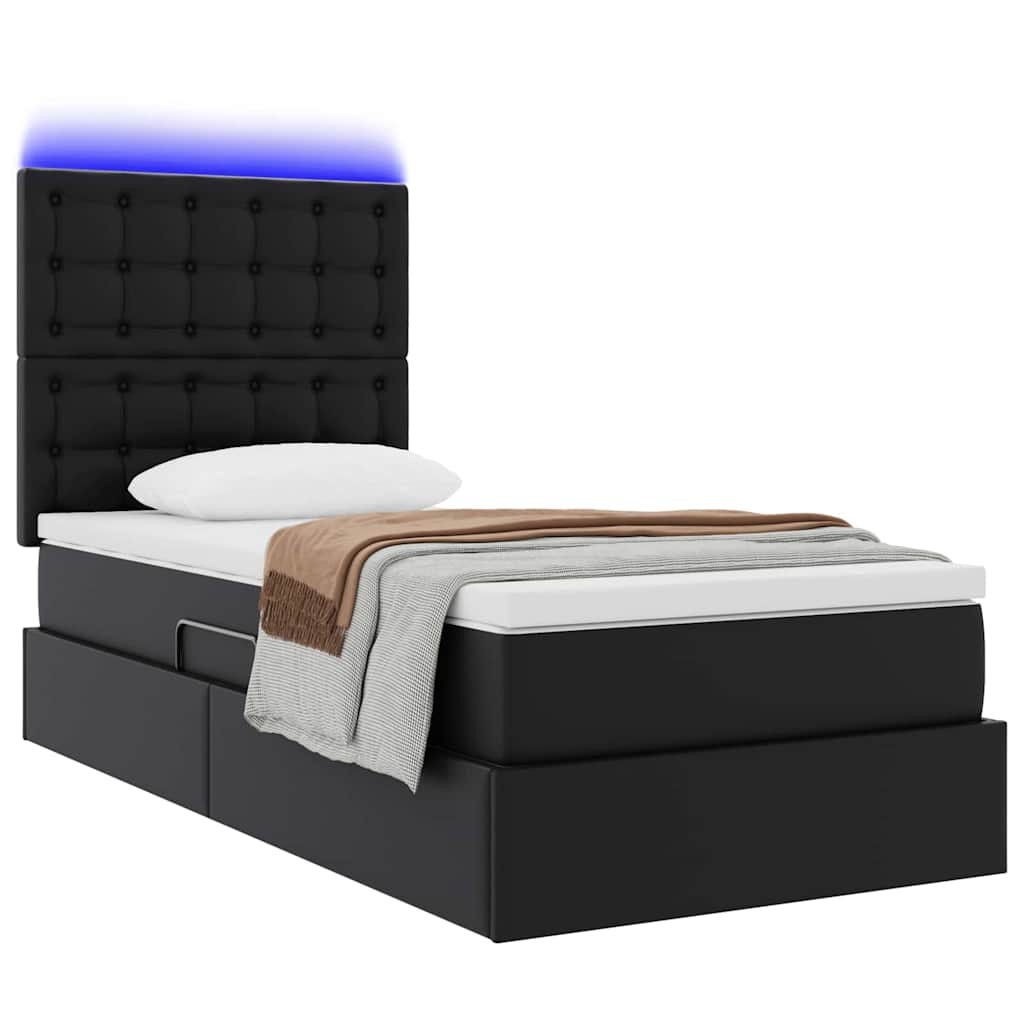 Krevet s prostorom za pohranu s LED-om Crna 100 x 200 cm