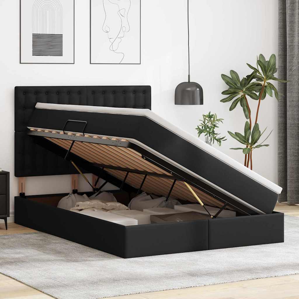 Krevet s prostorom za pohranu s LED-om Crna 140 x 190 cm