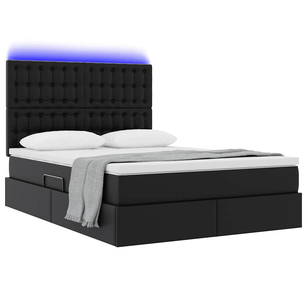 Krevet s prostorom za pohranu s LED-om Crna 140 x 190 cm
