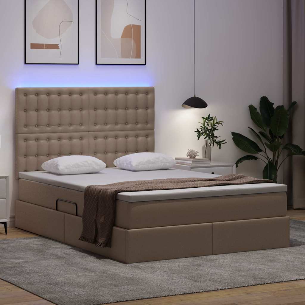 Krevet s prostorom za pohranu s LED-om Kapućino 140 x 190 cm