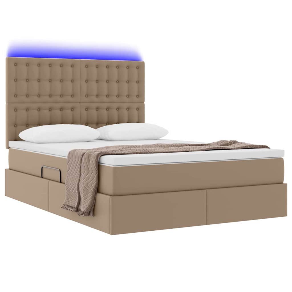 Krevet s prostorom za pohranu s LED-om Kapućino 140 x 190 cm