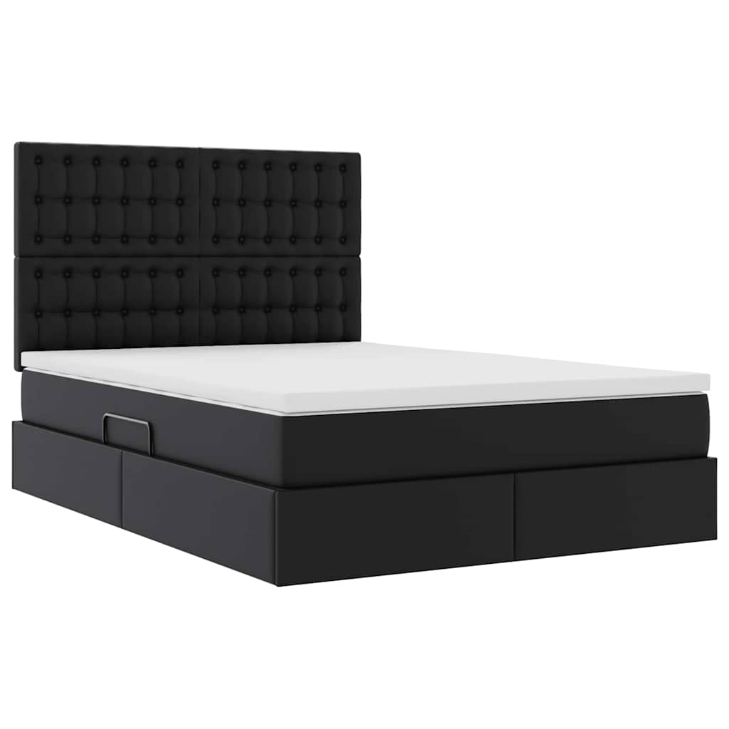 Krevet s prostorom za pohranu s LED-om Crna 140 x 200 cm