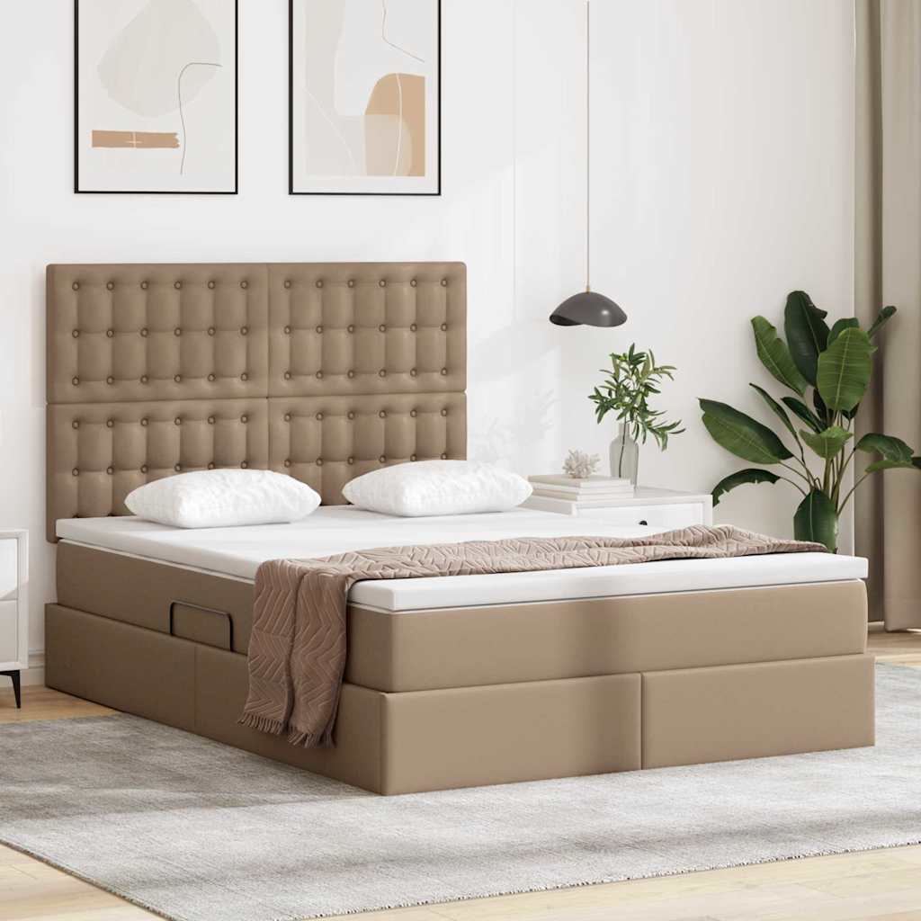 Krevet s prostorom za pohranu s LED-om Kapućino 140 x 200 cm