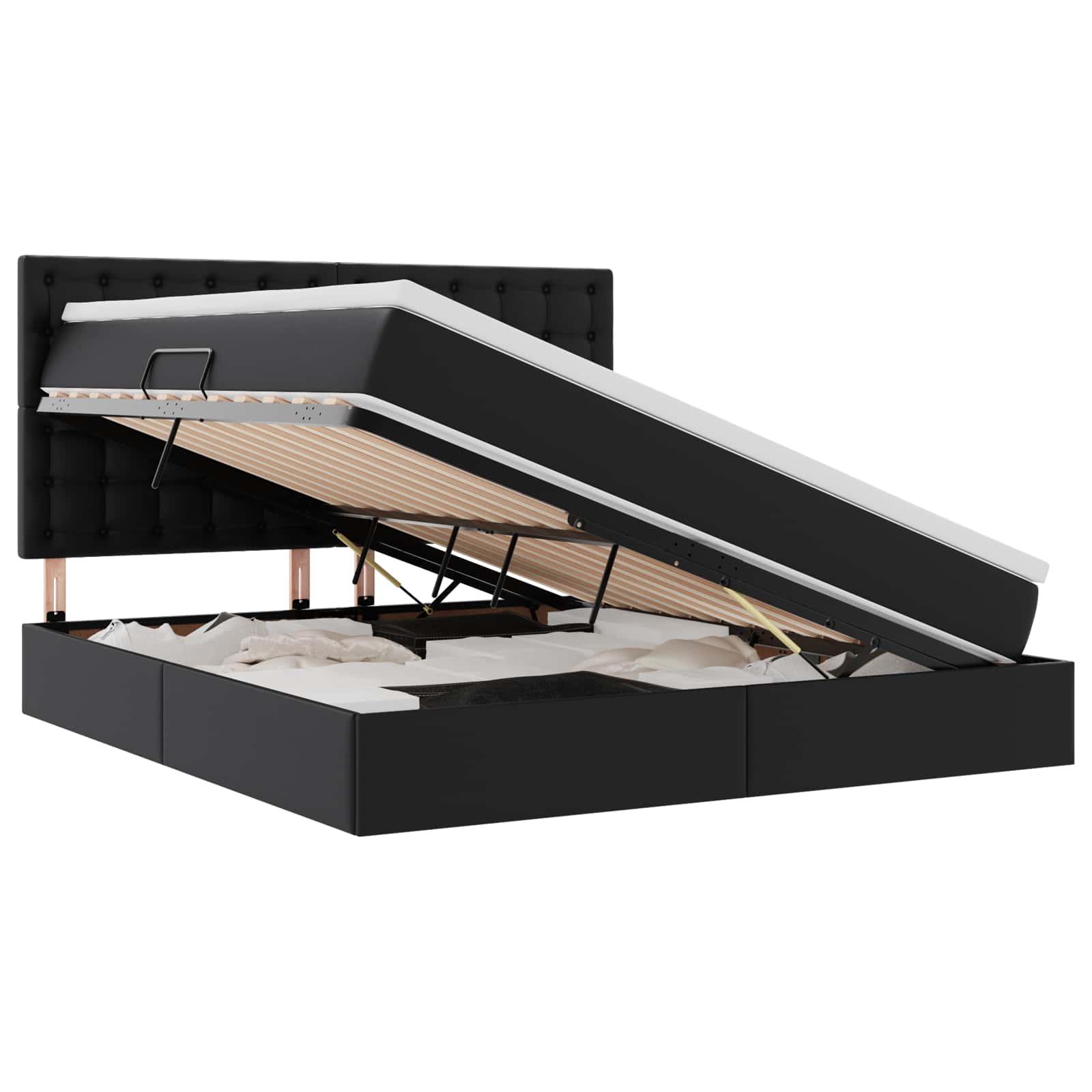 Krevet s prostorom za pohranu s LED-om Crna 160 x 200 cm