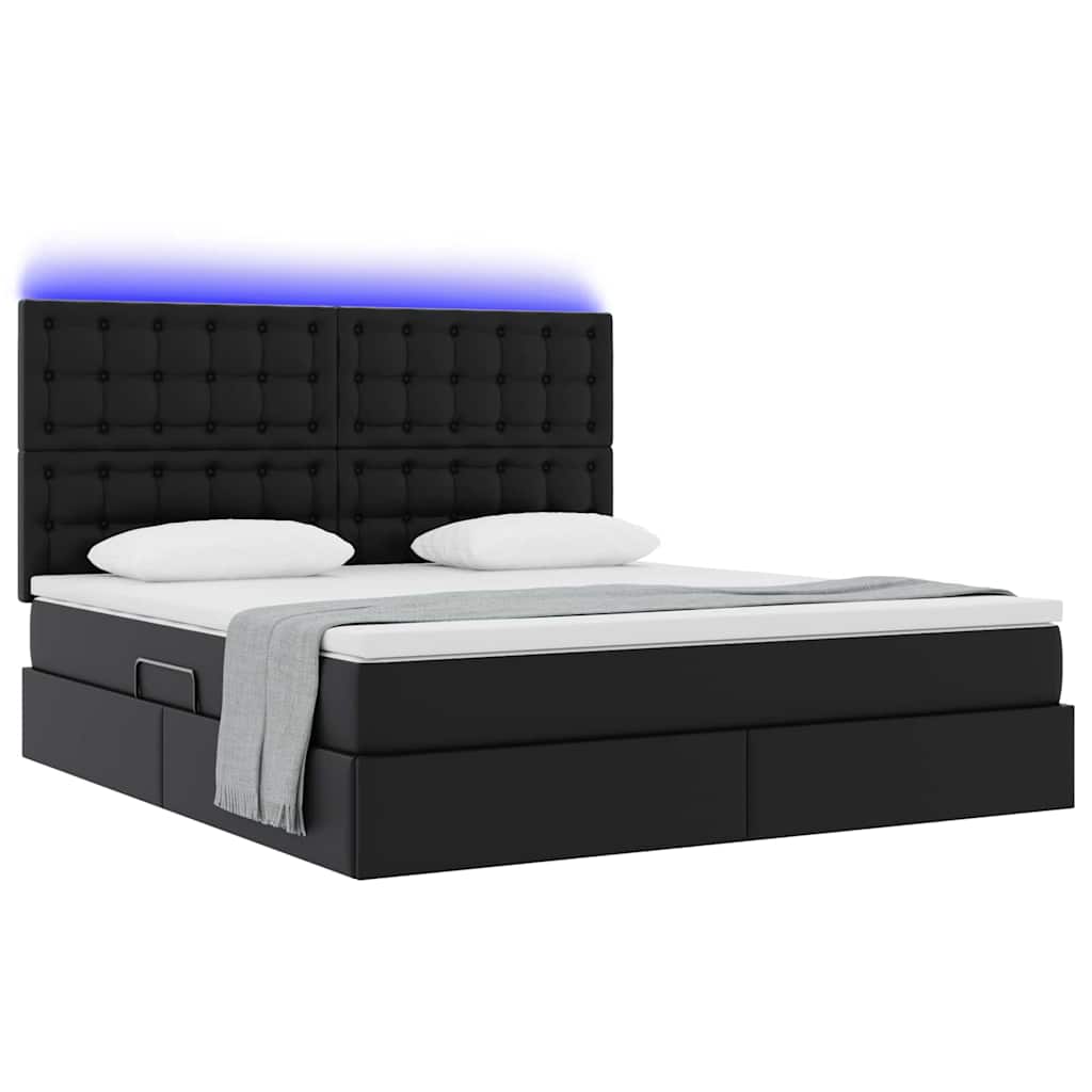 Krevet s prostorom za pohranu s LED-om Crna 160 x 200 cm