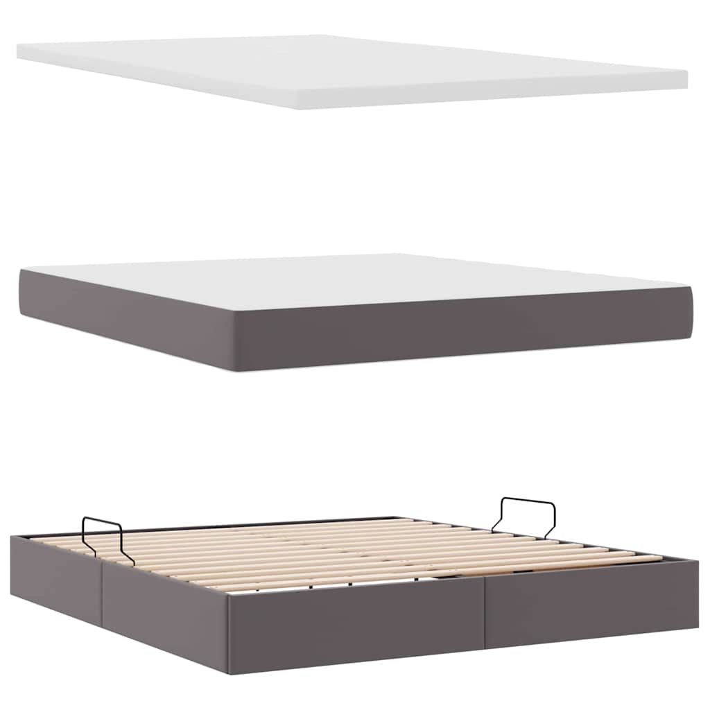 Krevet s prostorom za pohranu s LED-om Siva 160 x 200 cm
