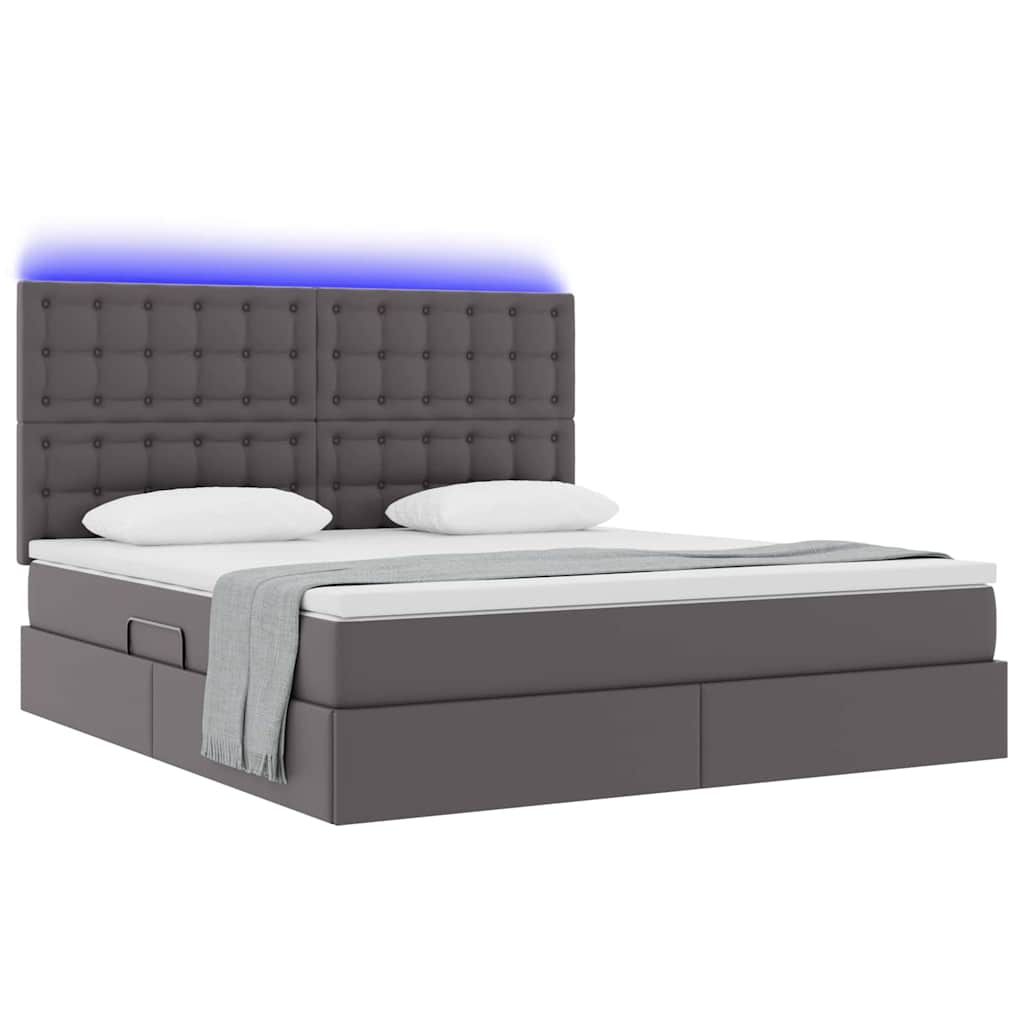Krevet s prostorom za pohranu s LED-om Siva 160 x 200 cm