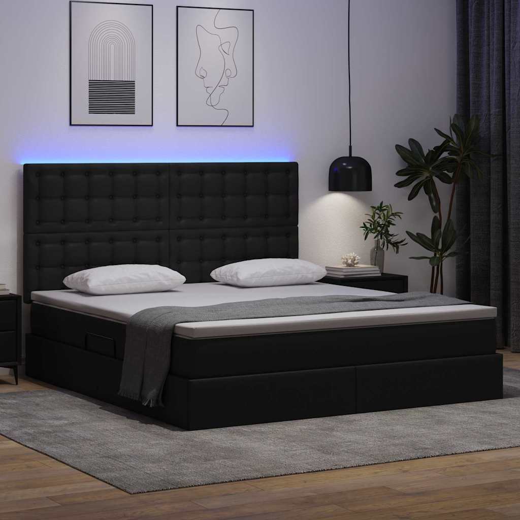 Krevet s prostorom za pohranu s LED-om Crna 180 x 200 cm