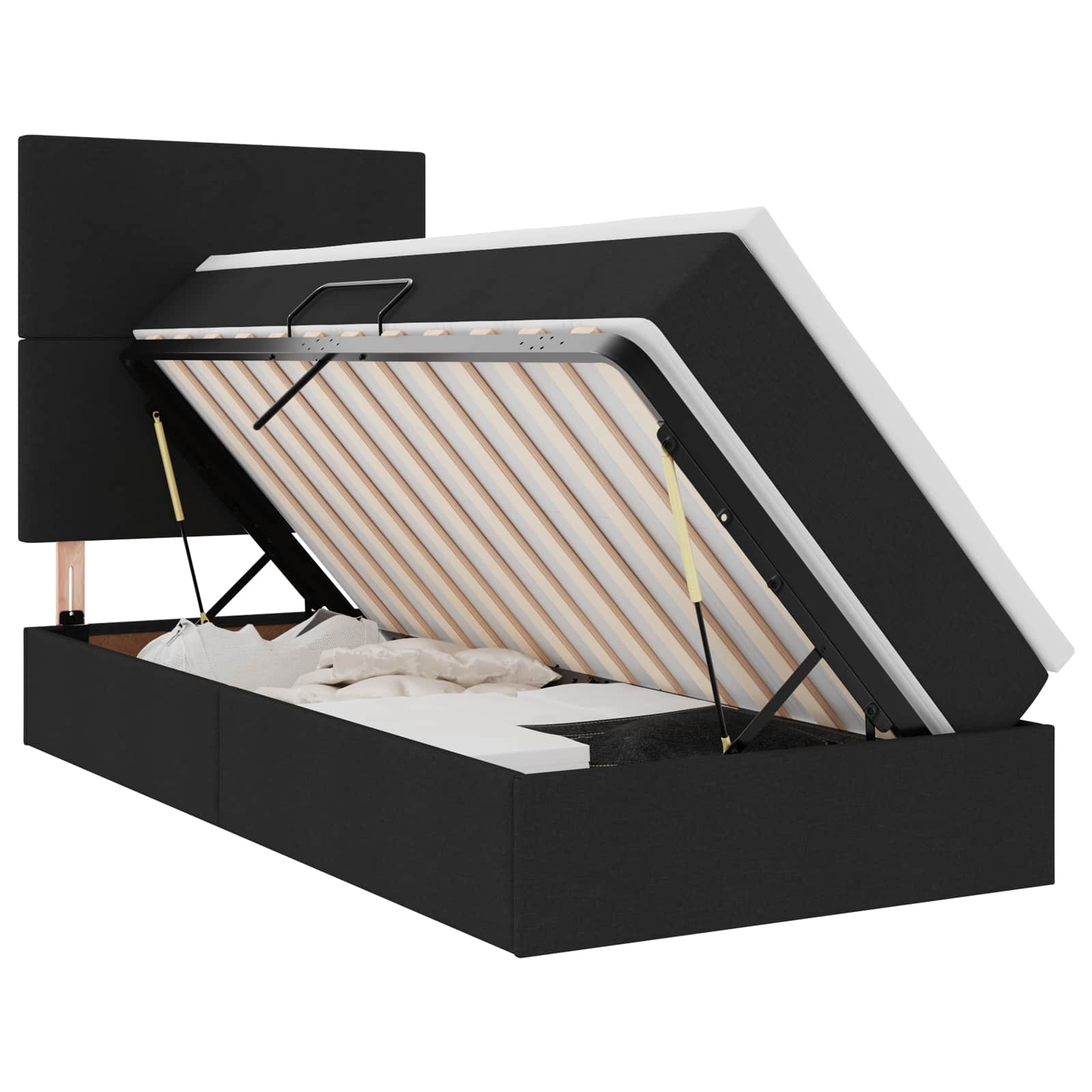 Krevet s prostorom za pohranu s LED-om Crna 90 x 190 cm