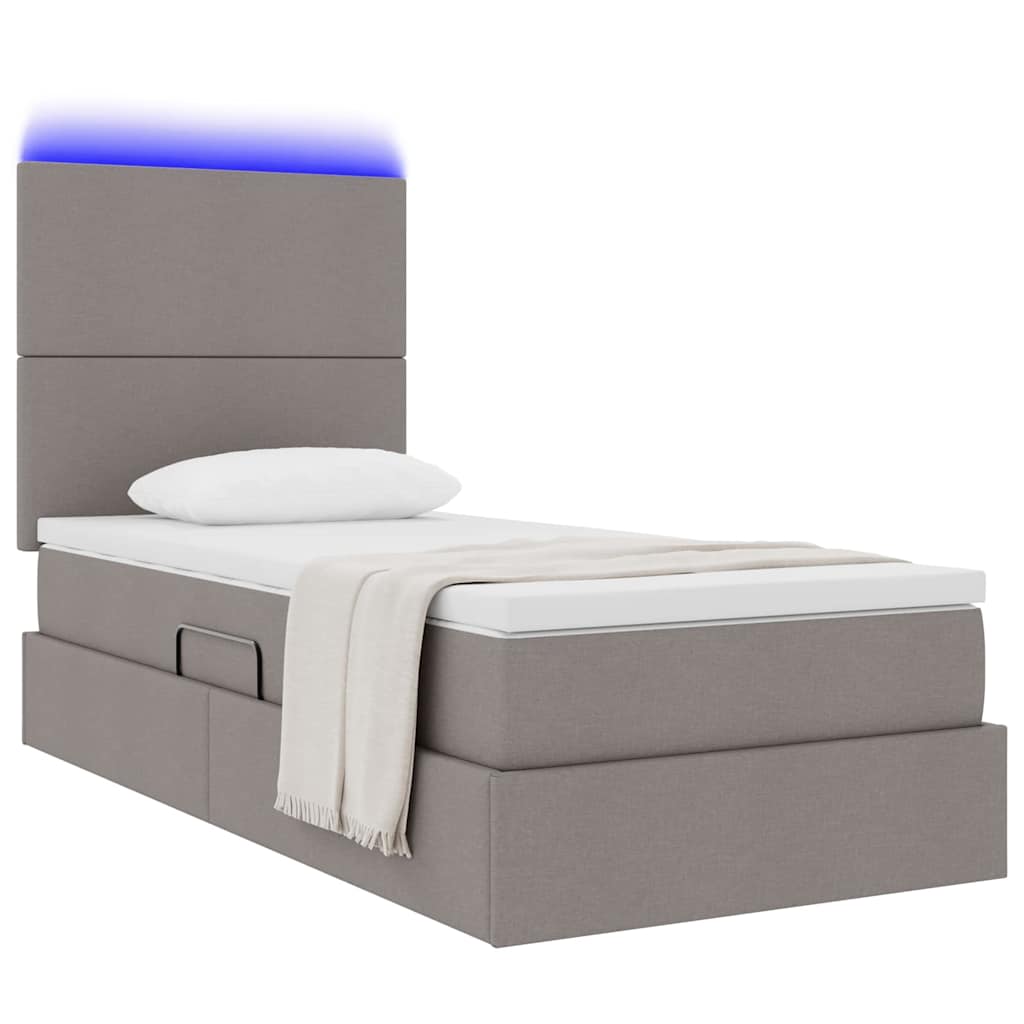 Krevet s prostorom za pohranu s LED-om Sivo-smeđa 90 x 200 cm