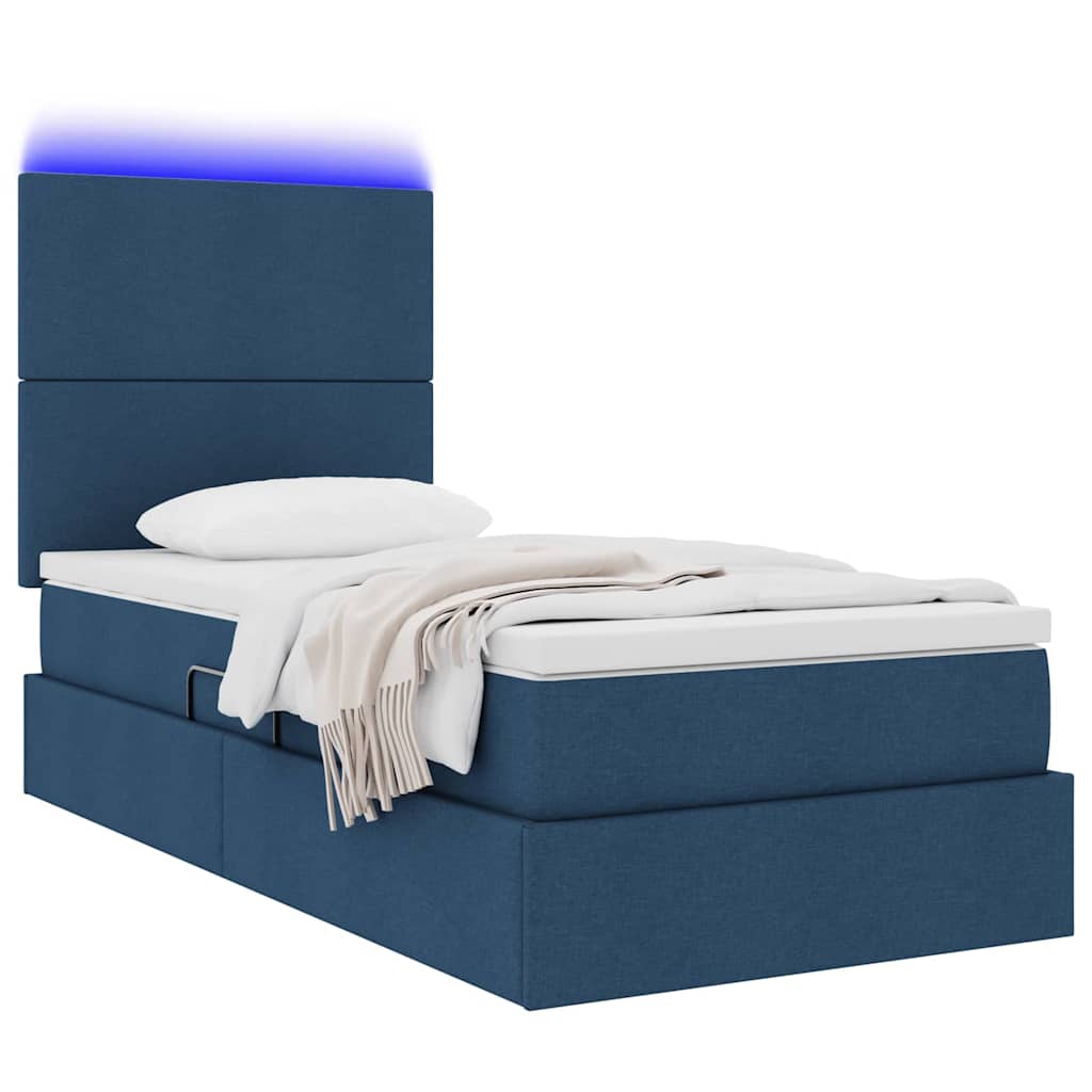 Krevet s prostorom za pohranu s LED-om Plava 90 x 200 cm