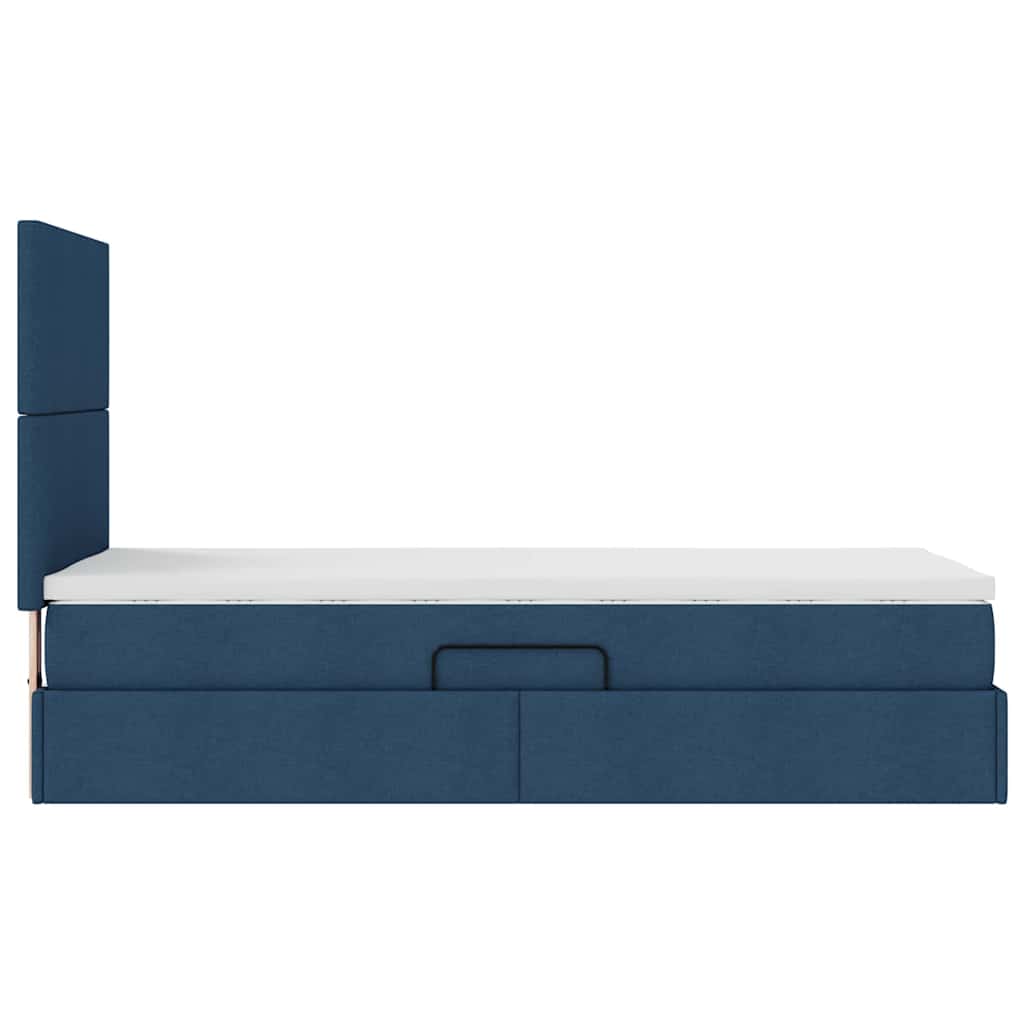 LED krevet za pohranu s madracem Plava 90 x 200 cm Tkanina