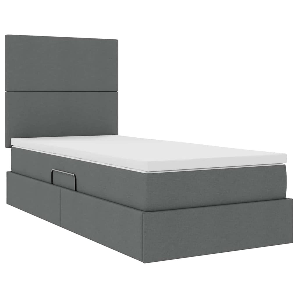 Krevet s prostorom za pohranu s LED-om Tamno siva 100 x 200 cm