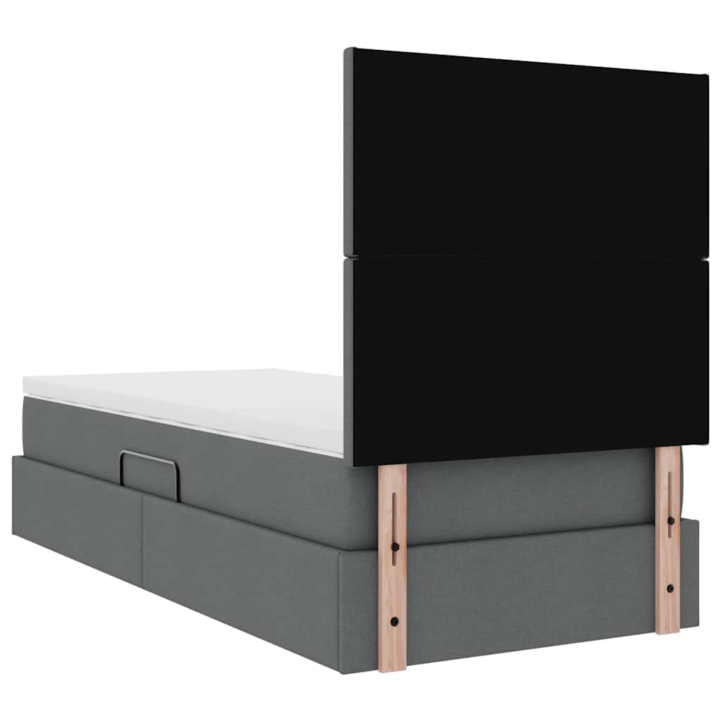 Krevet s prostorom za pohranu s LED-om Tamno siva 100 x 200 cm