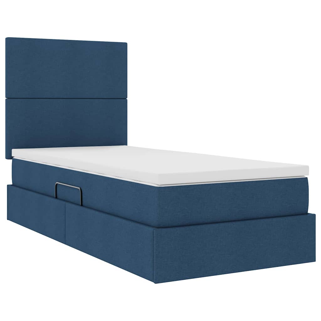 LED krevet za pohranu s madracem Plava 100 x 200 cm Tkanina