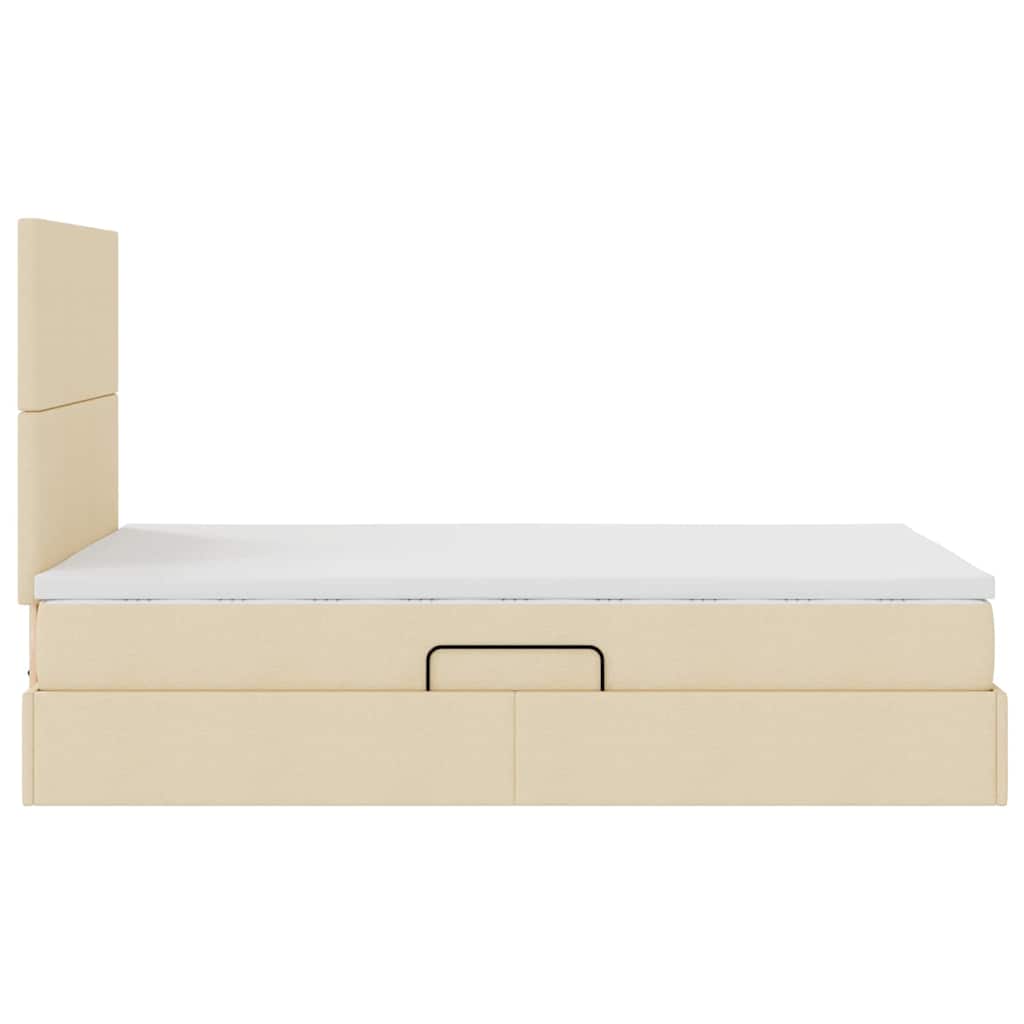 LED krevet za pohranu s madracem Krem 120 x 190 cm Tkanina