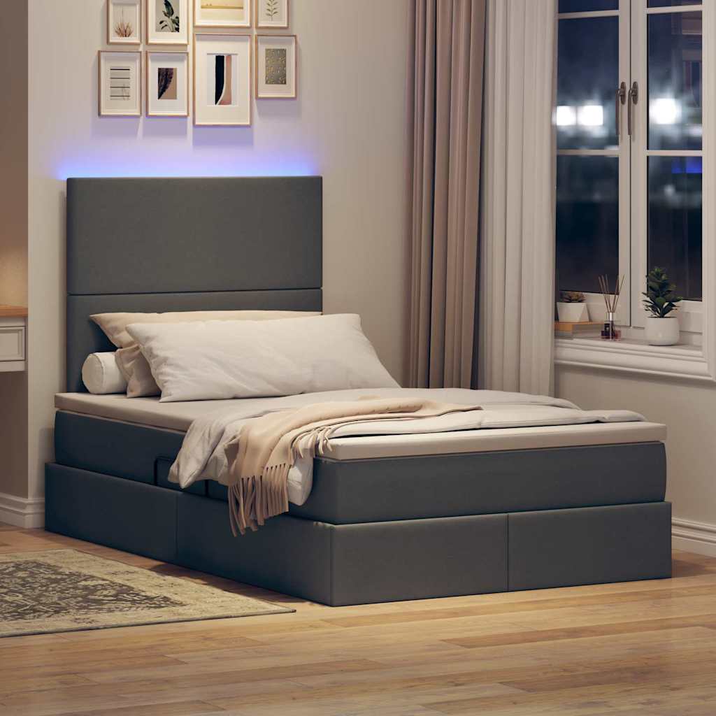 Krevet s prostorom za pohranu s LED-om Tamno siva 120 x 200 cm
