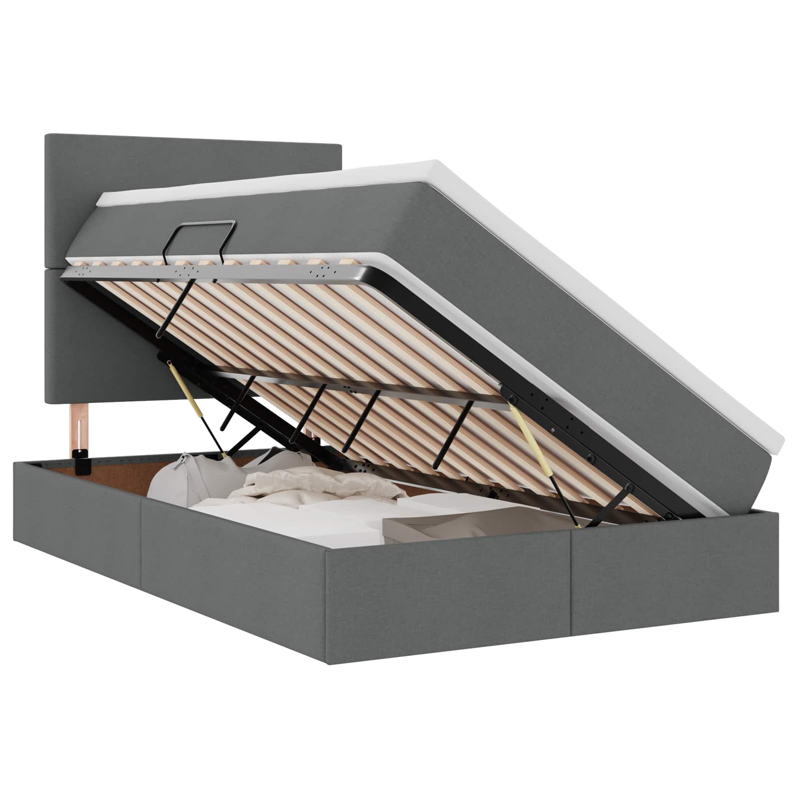 Krevet s prostorom za pohranu s LED-om Tamno siva 120 x 200 cm