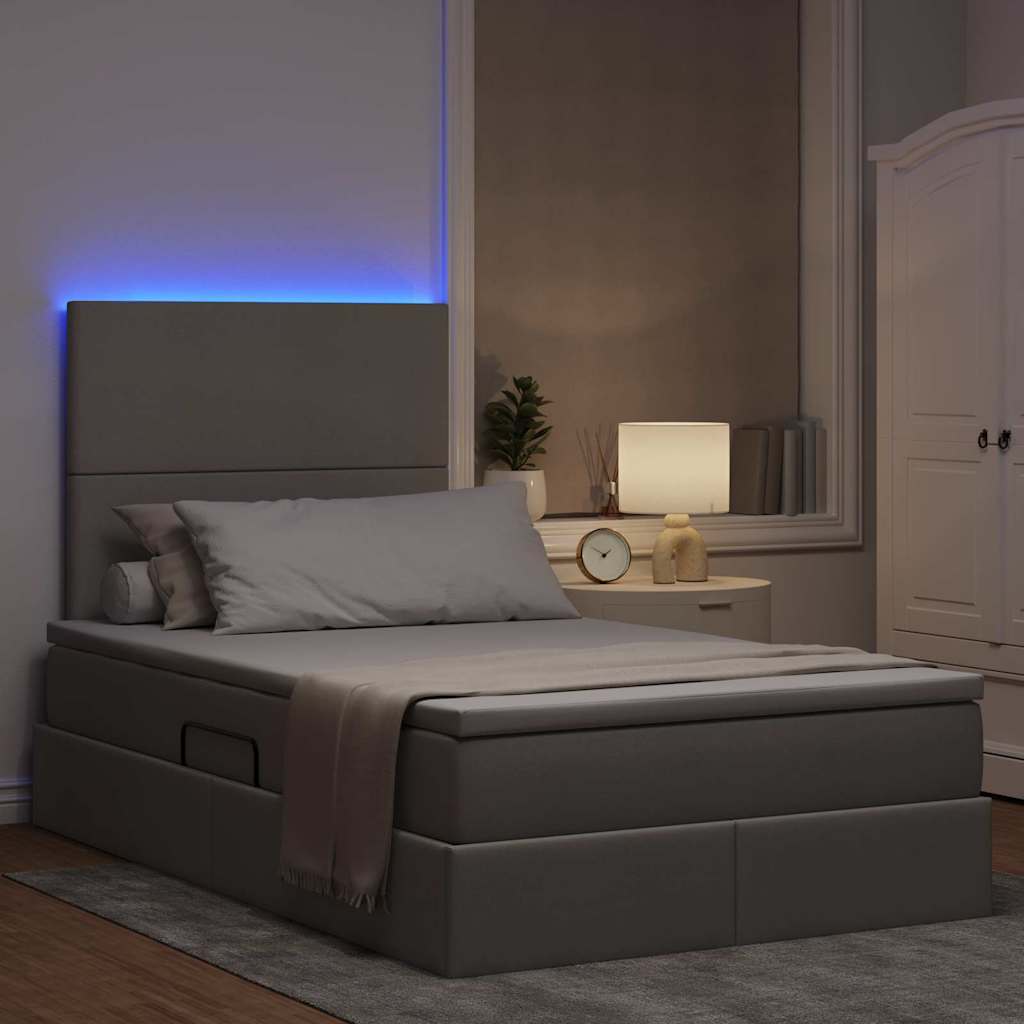 Krevet s prostorom za pohranu s LED-om Sivo-smeđa 120 x 200 cm