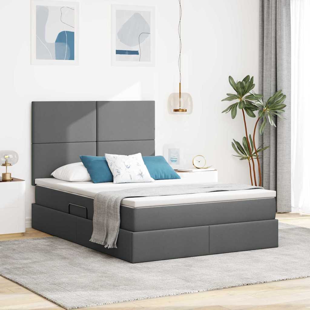 Krevet s prostorom za pohranu s LED-om Tamno siva 140 x 190 cm