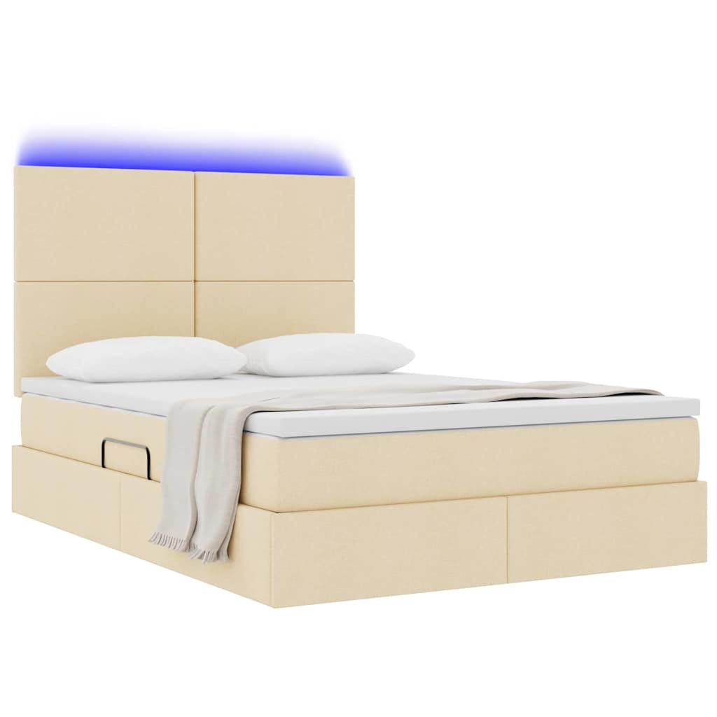 Krevet s prostorom za pohranu s LED-om Krema 140 x 200 cm