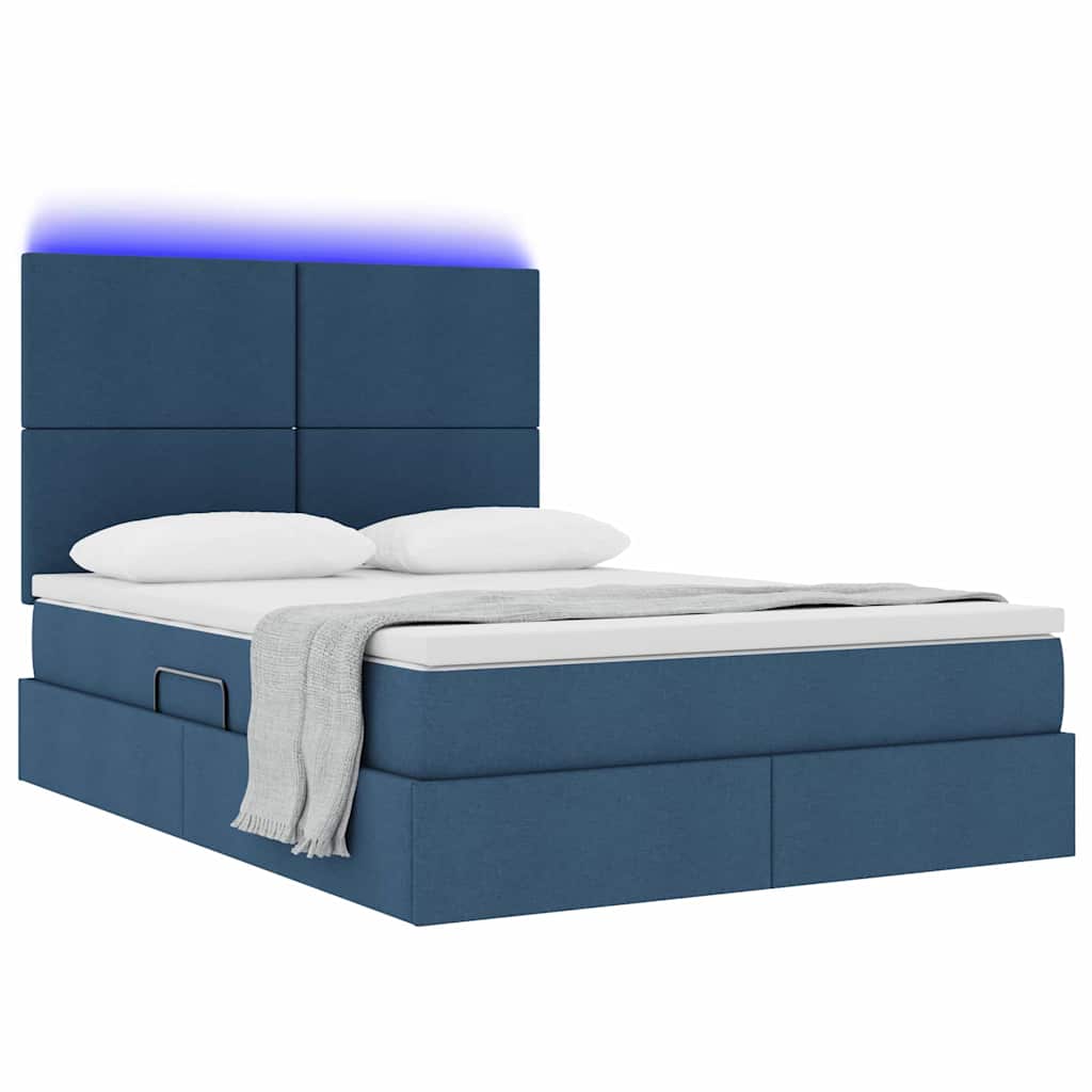 Krevet s prostorom za pohranu s LED-om Plava 140 x 200 cm